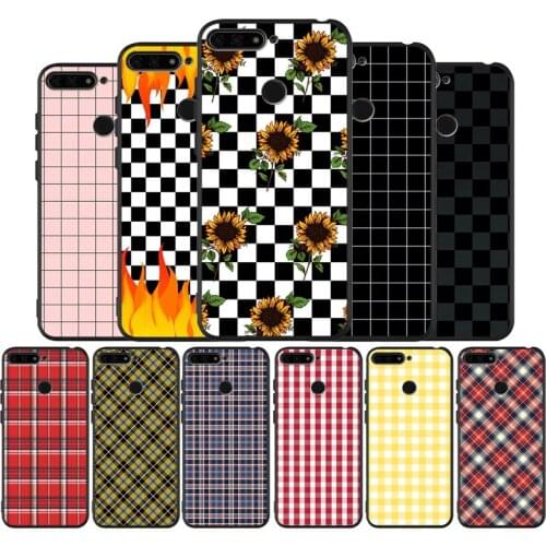 White Yellow Grid art Black TPU Silicone Soft Phone Case For Honor 8X 9 8 10 20 30 Lite Pro MATE 9 10 20 30 Pro Lite