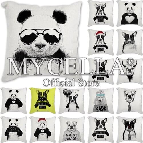 Black Panda Series Cushion Cover Sofa Short Plush Pillow Cover Colorful Pillowcase Fresh Soft Home Decor animals Cushion Covers