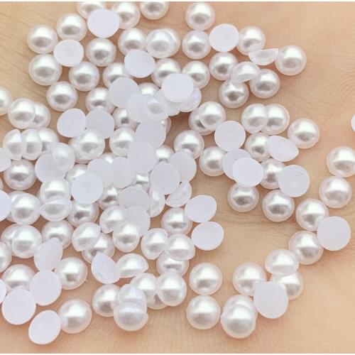 Diy 3000pcs 4mm Flatback Half Round Pearl Craft ABS Imitation Pearl Resin Scrapbook Beads DIY decorate -D423*5