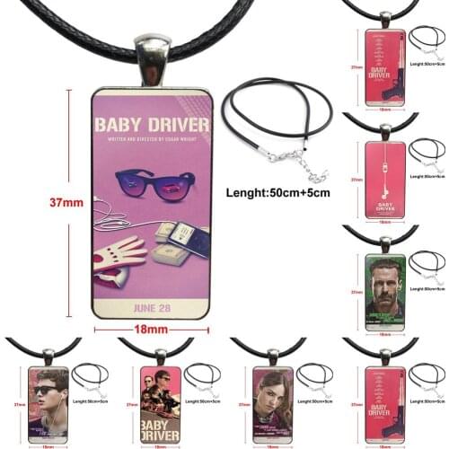 For Men Women Gift Brand Steel Color Jewelry Fashion Statement Necklace Glass Necklaces Pendants Funda Baby Driver Ansel Elgort