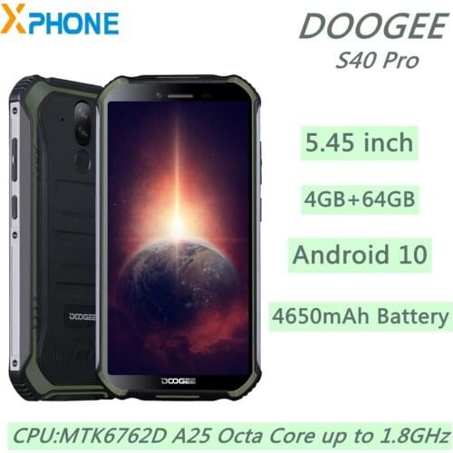 DOOGEE S40 Pro Rugged Phone 4GB 64GB 5.45 inch 4650mAh Fingerprint Identification Android 10 NFC 4G Network Smartphone