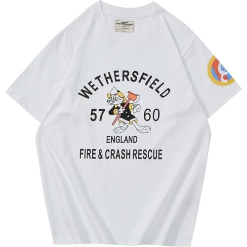 Cartoon Print Short Sleeve T-shirt Mens Summer Casual Half-Sleeve Loose Crew Neck Tee Men