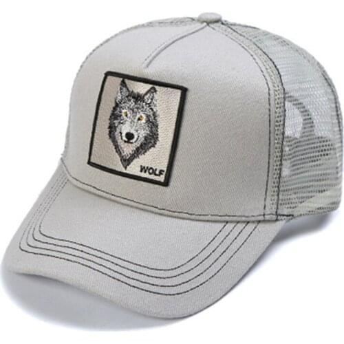 Wolf Animal Embroidery Cotton Casquette Baseball Cap Mesh Breathable Adjustable Snapback Hats for Men and Women 203