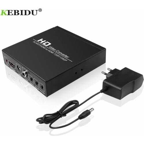 KEBIDU Full HD 1080P Digital SCART Converter High Definition Video Konverter EU/US Power Plug Adapter For HDTV HD