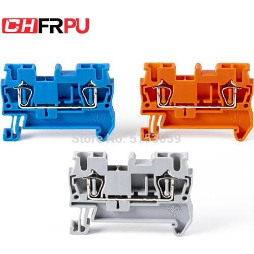 10Pcs ST2.5 Din Rail Terminal Block Contact Tension Spring Feed-Through Terminal Block Return Pull Type Spring Connectors