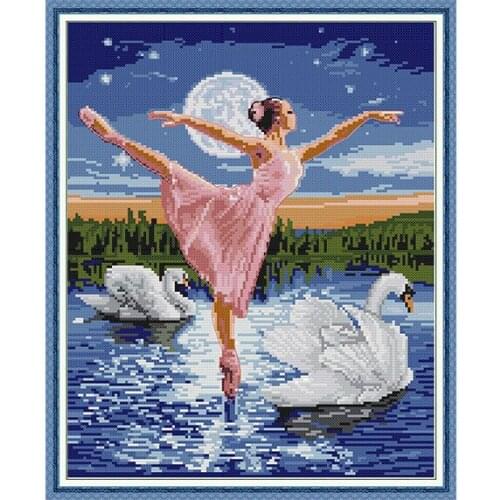 Swan Lake Ballet Girl Cross-stitch Kits DIY Embroidery Needlework for Home Living Room Decor