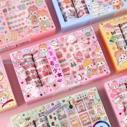 Cute Girl Notebook Series Washi Tape Set Decorative Adhesive Tape DIY Scrapbooking Sticker Label Masking Tape Cute Stickers
