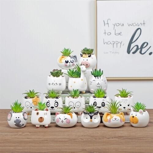 Cartoon Animal Flower Pot Ceramic Vase Planter Desktop Ornaments Home Decor Garden Pot Succulent Pot Plant Pot