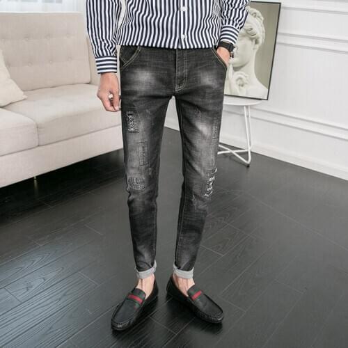 2021 Spring Autumn New Young Fashion Streetwear Design Demin Male Jeans Men Black