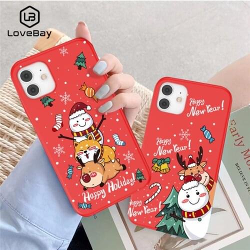 Lovebay Christmas Elk Case For iPhone 12 Pro Max 11 Pro Max XS Max XR X 6 6S 7 8 Plus 5 5S SE 2020 13 Pro Max Cartoon Soft Cover
