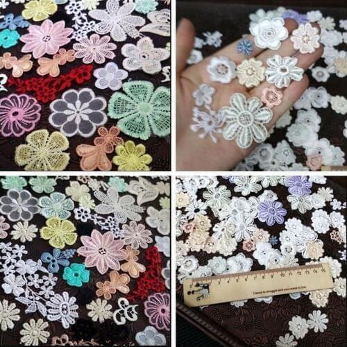 Mix 30pcs Embroidered mesh flower appliques Garment Accessories water soluble Flower Patch DIY Scrapbook Card Craft Decoration