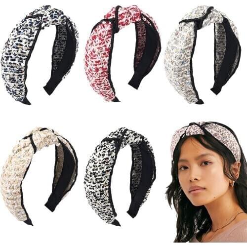 Boho leopard mixedd Headband for Women Korean Soft Suede Knotted Hairband Spring Summer Bowknot Hair Hoop Hair Accessories