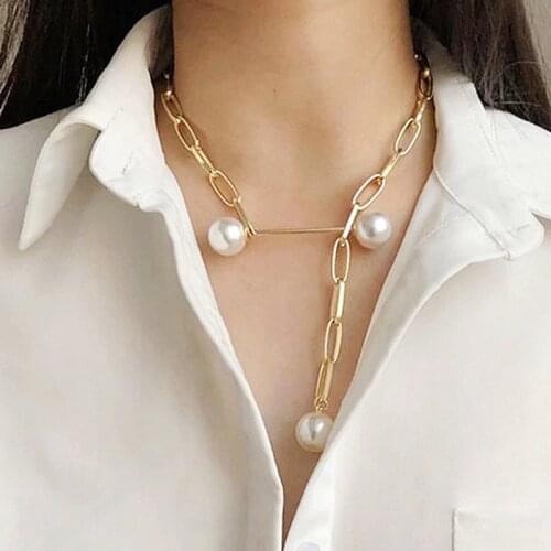 Pearl Metal Chain Necklace Neck Chains Pendant Jewelry For Women Punk Choker Padlock Goth Jewelry Grunge Aesthetic Accessories