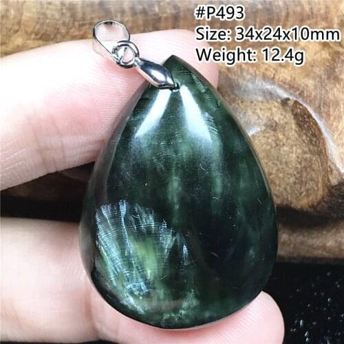 Top Natural Green Seraphinite Pendant For Woman Men Healing Gift Crystal Silver 34x24x10mm Beads Stone Gemstone Jewelry AAAAA