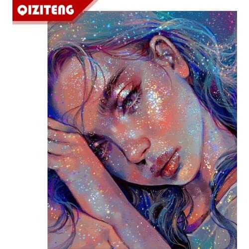 QIZITENG 2021 New 5D Diy Diamond Painting Girl Portrait DIY Mosaic Full Square/Round Diamond Handicraft Room Art Furnishings