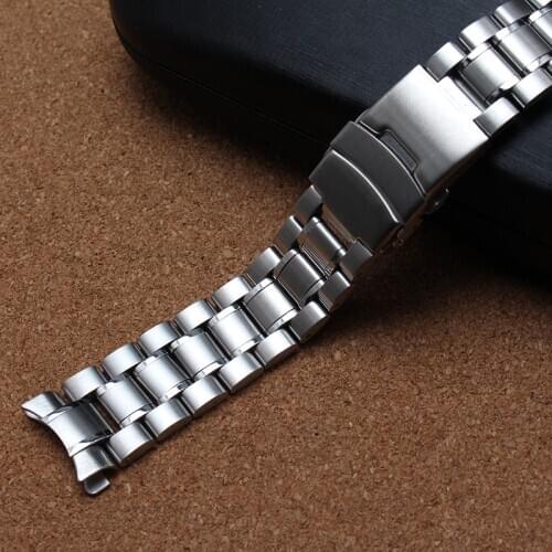 Stainless Steel Watchband Classic Curved End Folding Clasp Watch Band Wrist Strap Link Bracelet WatchBands 18mm 20mm 22mm 24mm