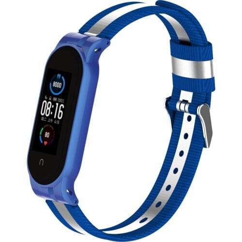 For Mi Band 5 Nylon Strap For Xiaomi Mi Band 5 Strap Canvas Wristband Bracelet For Miband 5 Denim Fabric Reflective Sport Band