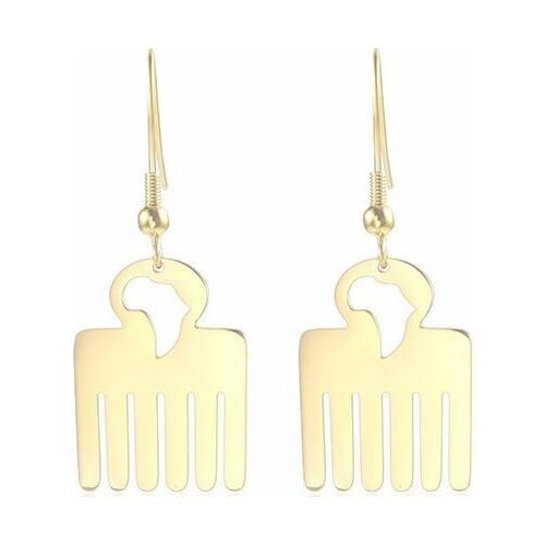 RIR Stainless Steel Classic Hollow Africa Map Comb Shape Drop Earrings Creative Design African Women Jewelry Earrings Gift