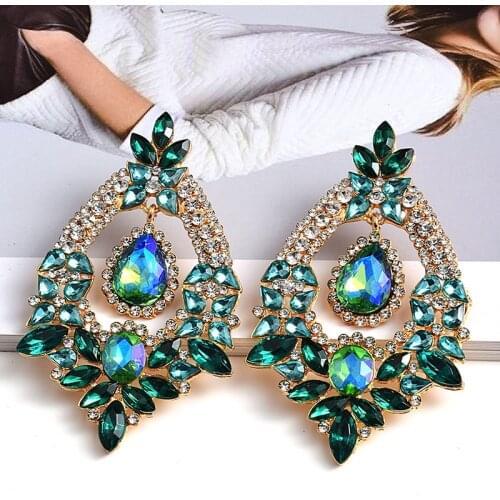 New Styles Long Metal Colorful Crystal Drop Earrings High-Quality Fashion Rhinestones Jewelry Accessories For Women Wholesale