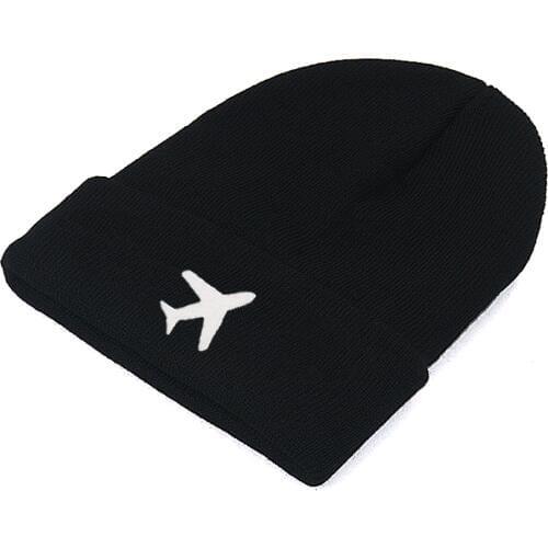 Airplane beanie cap cartoon embroidery knitted hat for Autumn Winter fashion beanies warm fashion winter hats hip hop cap