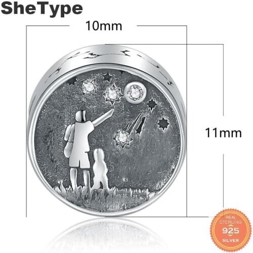 SheType 2.5g Hot Sale Parents and Children Family Love Camping 925 Sterling Silver Charm Beads fit Charm Bracelet DIY Jewelry