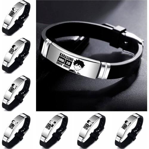 Wholesale 5 Pcs Anime Haikyuu Silicone Bracelet Volleyball Boy Silicone Wristband Adjustable Wrist Band for Cosplay Sports Gift