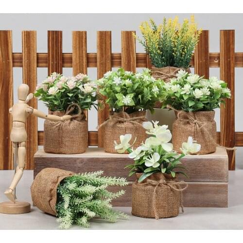 Hemp Rope Bag Bionic Potted Plant Home Decoration Desktop Decoration Artificial Flower Homebionic Plant Fake Folwer Pot