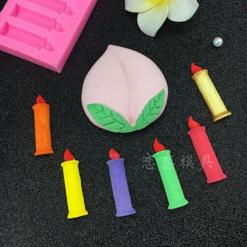 Birthday candle with leaves, peach shaped silicone mold, sugar chocolate baking tool, cake decoration pudding mold