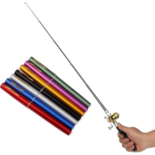 Mini Portable Pen Type Fishing Rod Aluminum Alloy Telescopic Fishing Pole Pocket Size Rod Outdoor Fishing Tackle Dropshipping