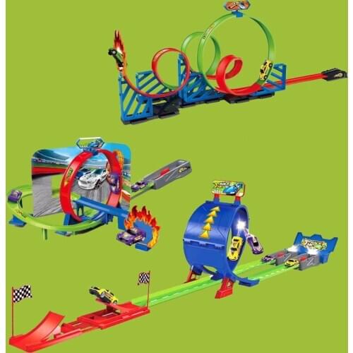 Stunt Speed Double Car Rail Car Ejection Recoil Racing Car Monorail Assembly Track Parking Lot Large Ejection Toys