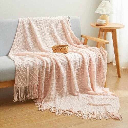 New Solid color Knitted Blanket for beds throw Nordic Sofa Cover Bed End Blanket soft Air Conditioning Napping Bedspread Acrylic