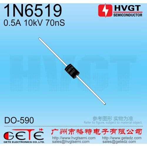 HVGT,High voltage diode 10KV, 1N6519, Silicon rectifier,0.5A 10kV 70ns, Fast recovery, High frequency, large current,10pcs/LOT