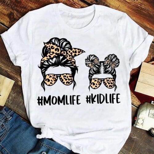 2021 Women Fashion Cartoon Summer Leopard Funny Clothing Mama Mom Mother Tshirts Clothes Stylish T Top Lady Print Tee T-Shirt
