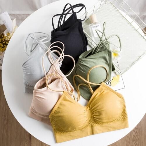 Wasteheart New Women Fashion Green Yellow Bralette Wireless Padded Full Cup Stundent Maiden Bras Underwear Cup A B Female Bras