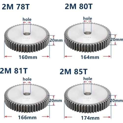 MOD2 gear rack 78 teeth-95 teeth gear tooth hardened thickness 20mm 2 module metal gear pinion cylindrical spur gear customized