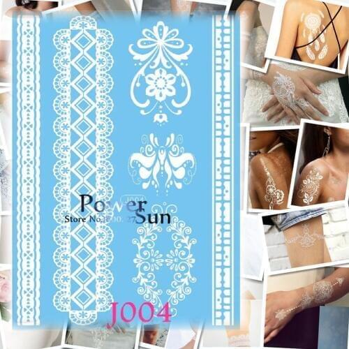 1PC Waterproof White Henna Flower Arm Tattoo Lace Jewelry Design Body Art Temporary Tattoo Sticker Women Wedding Bracelet Tatoos