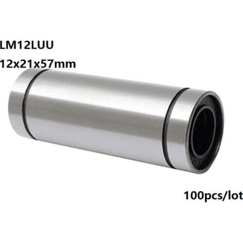100pcs/lot LM12LUU 12x21x57mm Long linear ball bearing Bushing for 3D printer CNC router parts 12*21*57mm