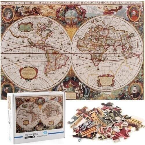 1000 Piece Puzzle Toy Old World Vintage Nautical Map Puzzle Adult Kids Fun Educational Toy Puzzle Gifts For Kids