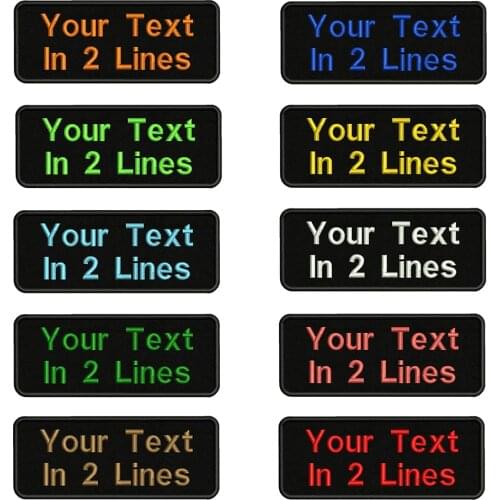 10x4cm Embroidery 2 lines Custom Name Text Patch Stripes badge Iron On Or Velcro Backing Patches For Clothes Backpack Hat