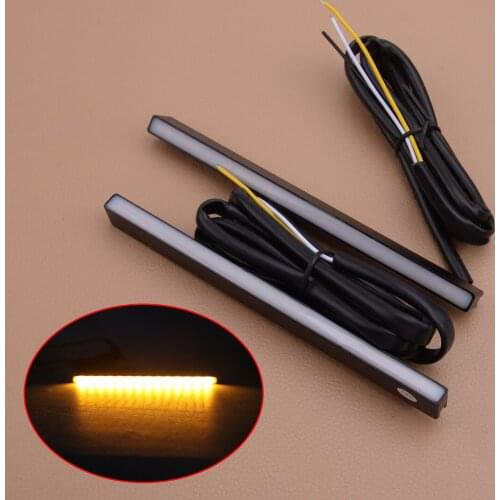 2pcs 6" LED Dual Color Slim Switchback Sequential Turn Signal Light DRL Daytime Running Lamp Bar