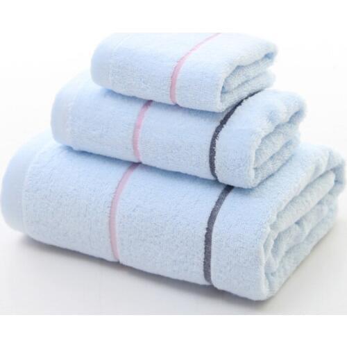 3Pcs/Set 100% Cotton Bathroom Towel Sets 1* Bath+ 1* Face + 1* Hand Towel For Women Shower Hair Towel