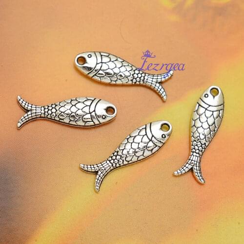 30pcs/lot--23x7mm, Antique silver plated fish charms,DIY supplies,Jewelry accessories