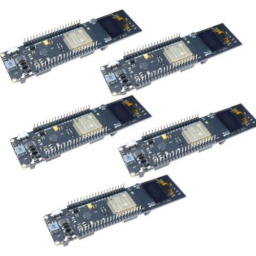 5Pcs 0.96 inch OLED Display 18650 Lithium Battery WiFi Bluetooth Shield ESP32 ESP-32 ESP8266 CP2102 Module Development Board