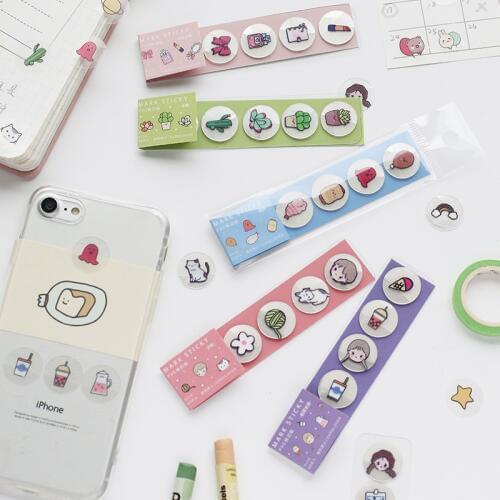 60pcs Kawaii Zakka Stickers Set Mini PVC Mark Sticky Cute Cosmetic Cat Cactus Sticker Home DIY Art Decoration Adhesive A6597