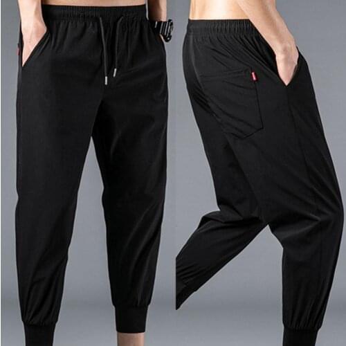 Loose Men Sweatpants In Pure Color 2021 Autumn Elastic Waist Sweatpants Ankle Banded Streetwear Men Outdoor Pants