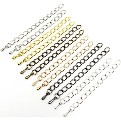 20pcs/ lot Gold /Rhodium Extended Extension Chains Tail Extender Chain For Jewelry Making Findings Connector 50mm 70mm