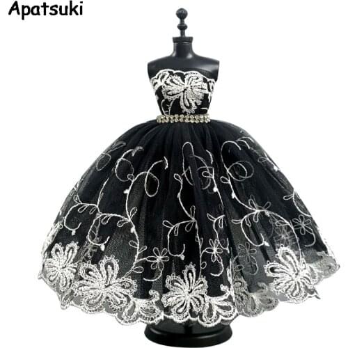 Black White Ballet Tutu Dress For Barbie Doll Outfits Clothes 1/6 Dolls Accessories Rhinestone 3-layer Skirt Party Gown Toy