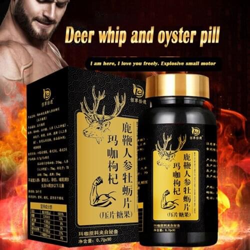 Pure herbal90 tablets/bottle Ginseng deer whip tablets male male tonic deer whip cream genuine antler maca oyster tablets