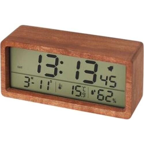 Digital Wooden Alarm Clocks for Bedrooms with LED Large Display, for Home, Office
