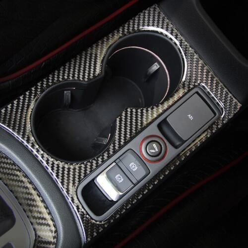 Carbon Fiber Water Cup Holder Trim Frame Decoration Interior Molding Stickers For Audi Q3 2013-2017 LHD Car Accessories